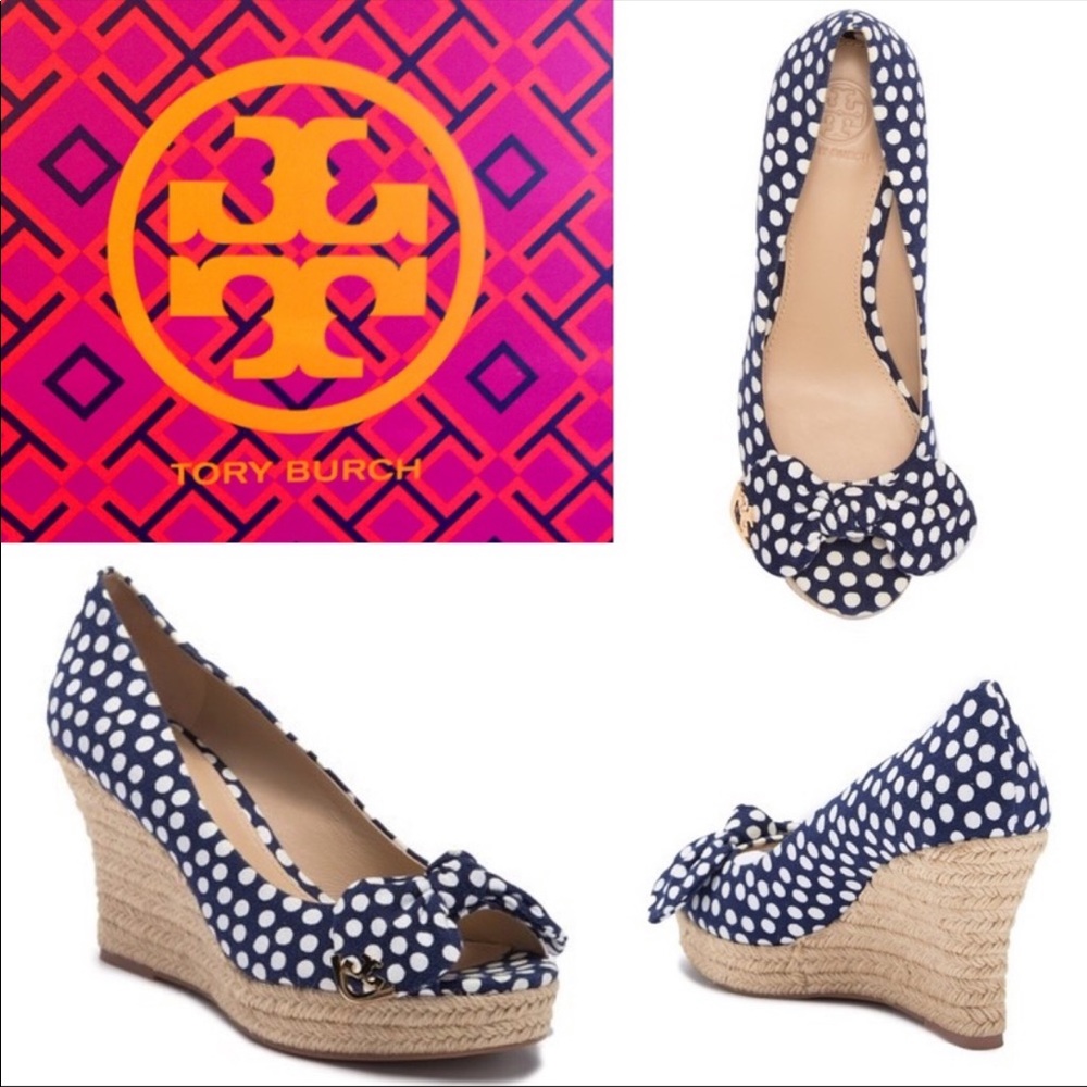 Tory Burch  Polka Dot Espadrilles Wedges